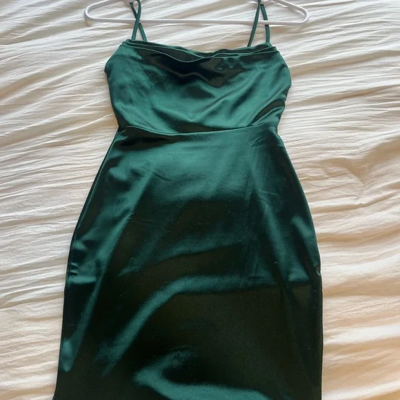 Windsor Dresses Windsor Dark Green Satin Mini Dress Poshmark